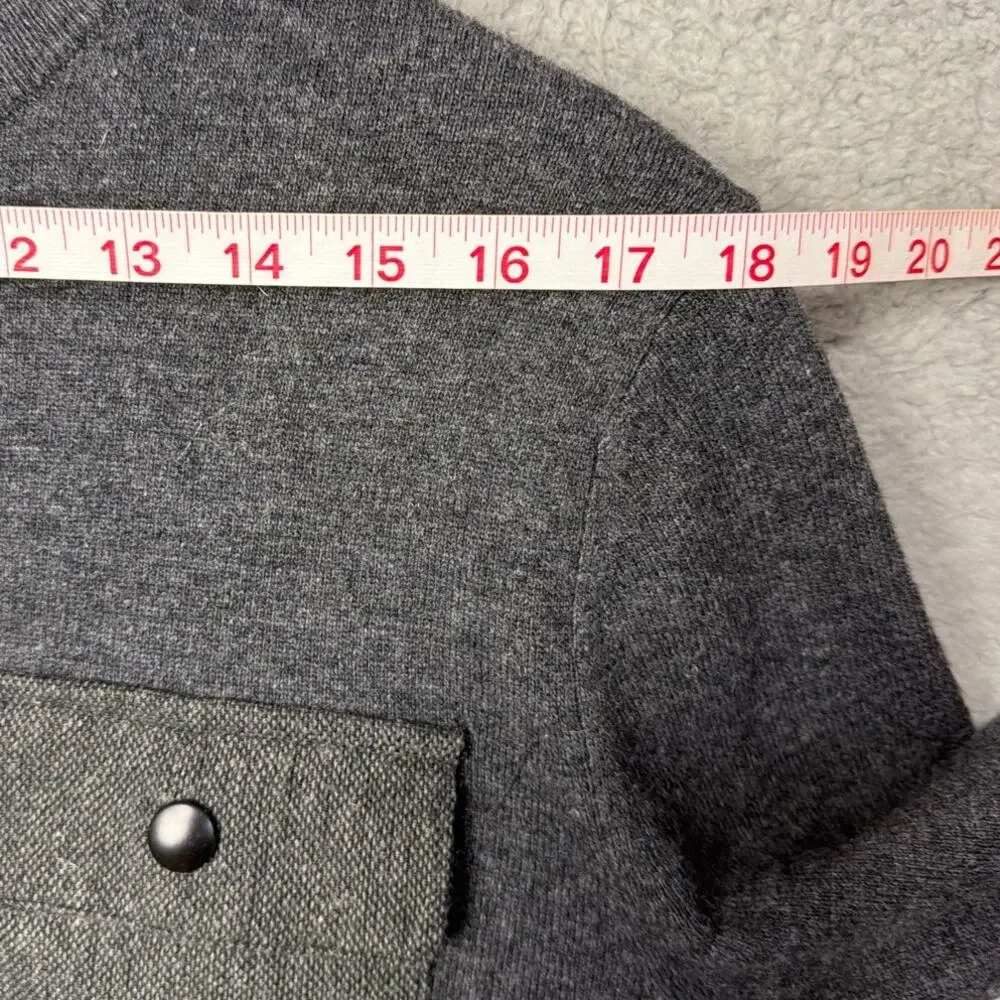 Banana Republic Mens 1/4 Snap Sweater Italian Merino Wool Gray Minimalist Preppy